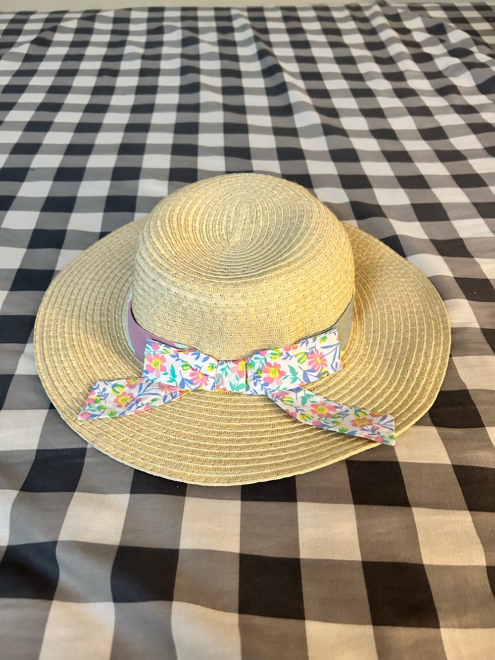 Tommy Bahama Kids Straw Sun Hat in Beige with Pastel Accent